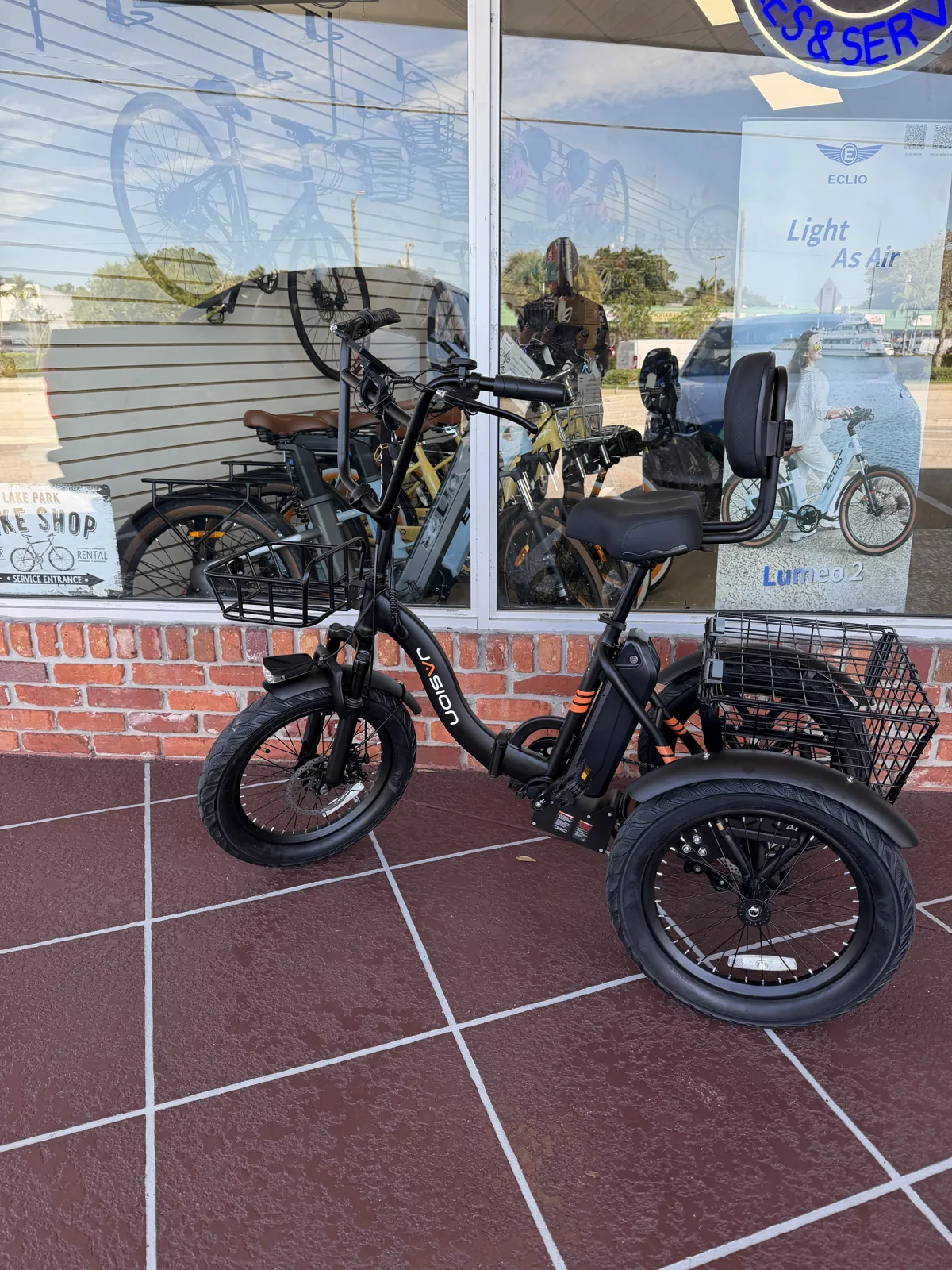 View photo: Jasion JT18 Electric Trike in Black, photographed in our North Palm Beach shop